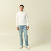 Pull col rond manches longues ecru homme