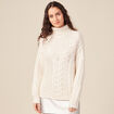 Pull manches longues col roulé ecru femme