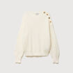Pull droit col rond manches longues ecru femme