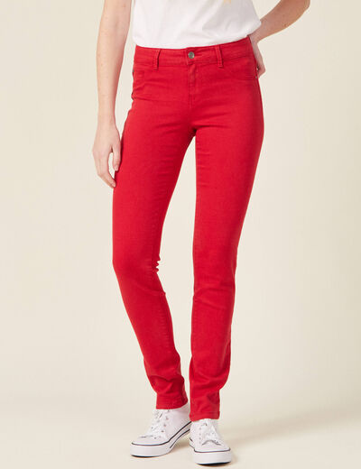 Pantalon slim rouge foncé femme