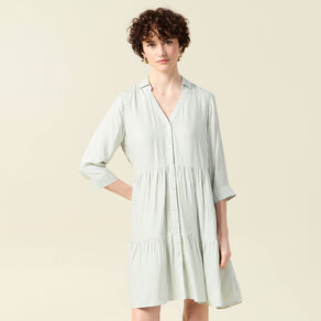 Robe patineuse boutonnée vert olive femme