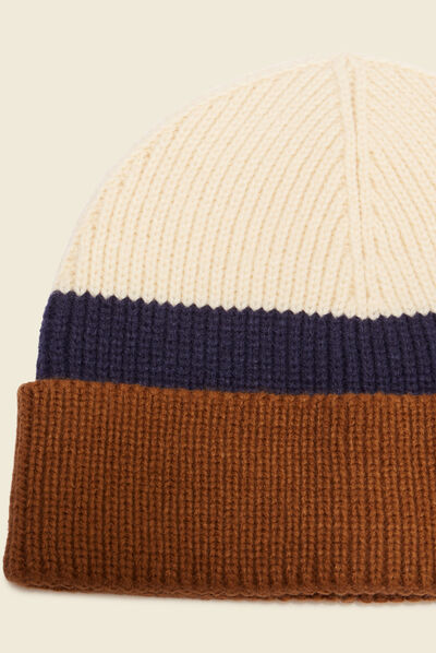 Bonnet tricoté marron homme