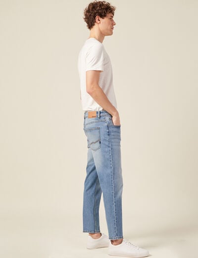 Jeans straight tapered denim stone homme
