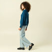 Pull col rond manches longues bleu canard femme