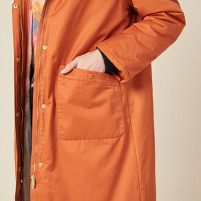 parka droite a capuche doublee orange fonce femme Parka droite à capuche doublée orange foncé femme