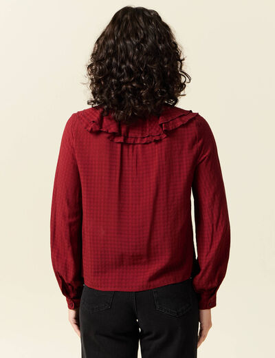 Blouse manches longues rouge fonc&eacute; femme
