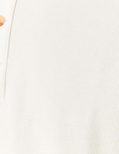 T-shirt cintr&eacute; en coton manches longues ecru homme