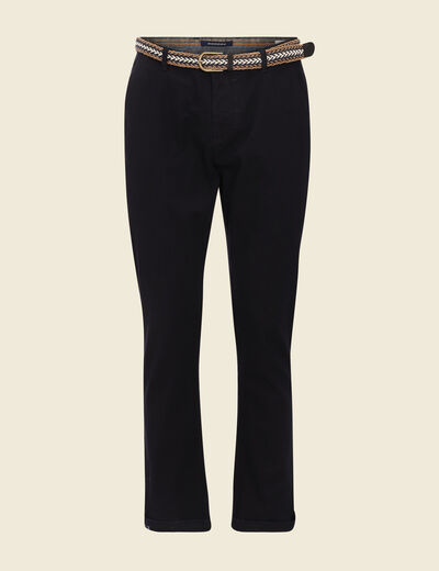 Pantalon chino ceinturé bleu foncé homme