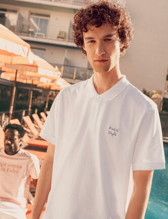Polo manches courtes blanc homme