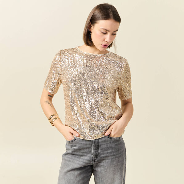 t shirt manches courtes creme femme T-shirt manches courtes creme femme