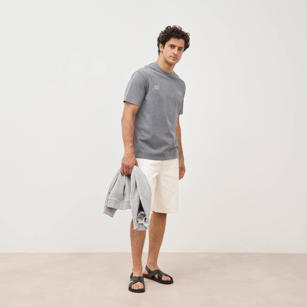 T-shirt en coton manches courtes gris homme