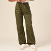 Pantalon battle bas élastiqué vert kaki femme