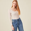 T-shirt à manches longues beige femme