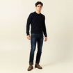 Polo manches longues bleu marine homme