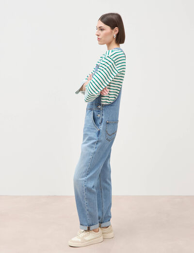 Salopette en jean denim stone femme