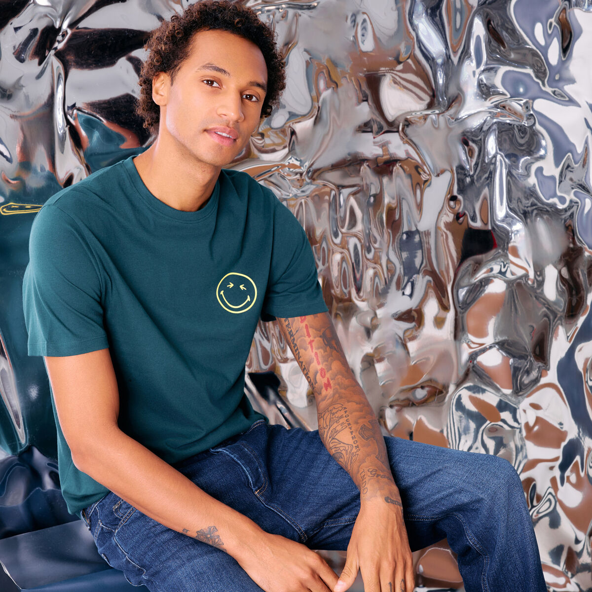 T-shirt SmileyWorld bleu marine homme