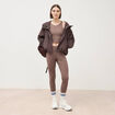 Blouson oversize court &agrave; capuche marron femme
