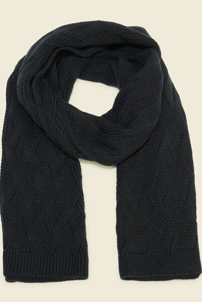 Écharpe tricotée bleu marine homme