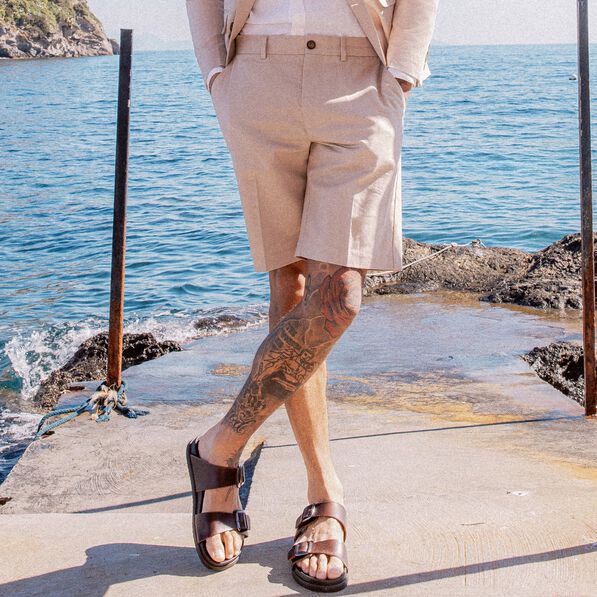 Bermuda droit gris homme