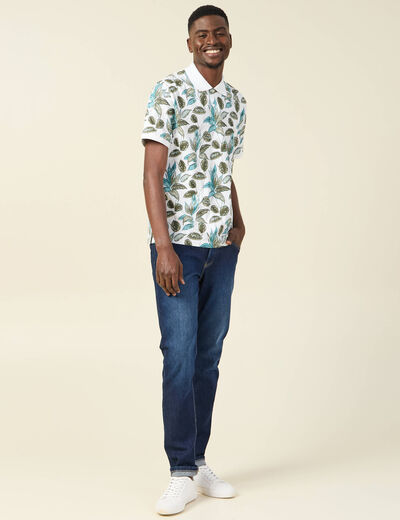 Polo droit en coton manches courtes blanc homme