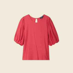 T-shirt manches courtes rouge foncé femme