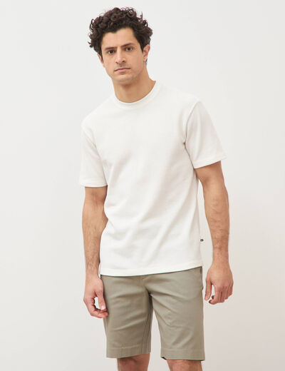 T-shirt col rond manches courtes ecru homme