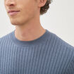 Pull col rond bleu gris homme