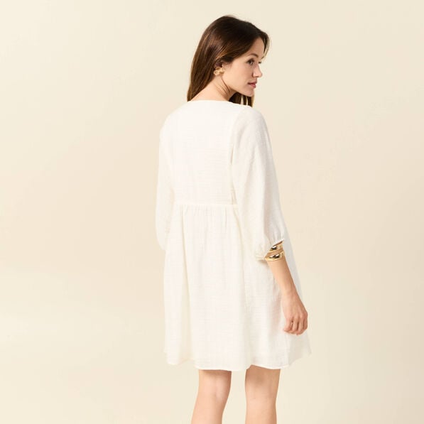 robe evasee manches 34 ecru femme Robe évasée manches 3/4 ecru femme