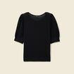 Pull manches courtes ajouré noir femme