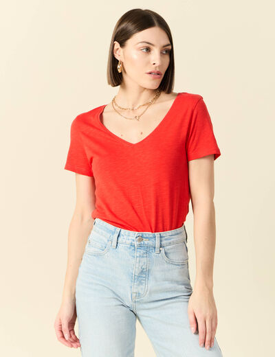 T-shirt manches courtes rouge femme