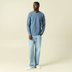T-shirt manches longues bleu fonc&eacute; homme