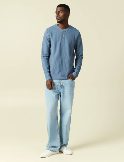 T-shirt manches longues bleu fonc&eacute; homme