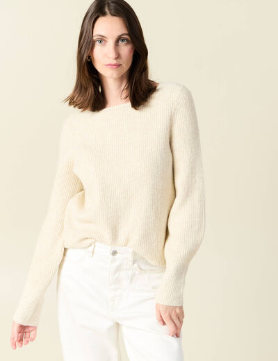 Pull manches longues creme femme
