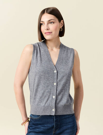 Gilet sans manches gris clair femme