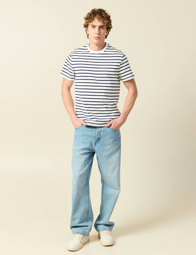 T-shirt en coton manches courtes ecru homme