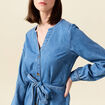 Robe longue évasée en jean denim used femme