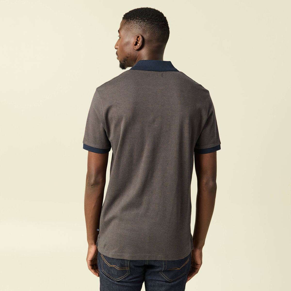 Polo col polo manches courtes en coton vert kaki homme