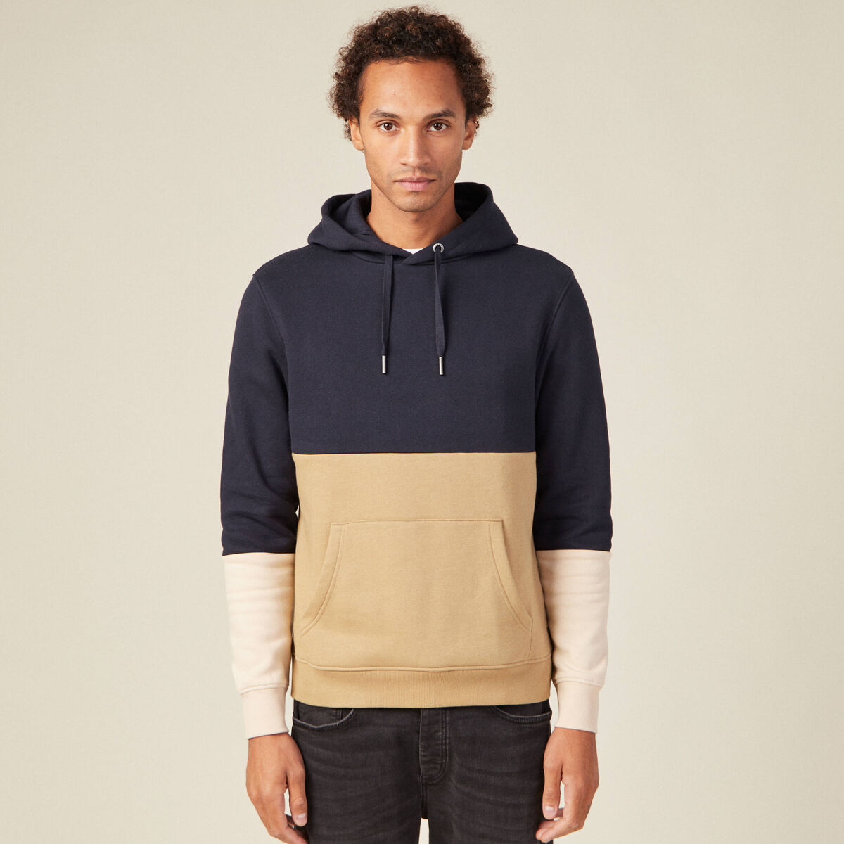 Sweat à capuche bleu marine homme
