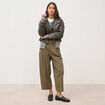 Pantalon barrel vert olive femme