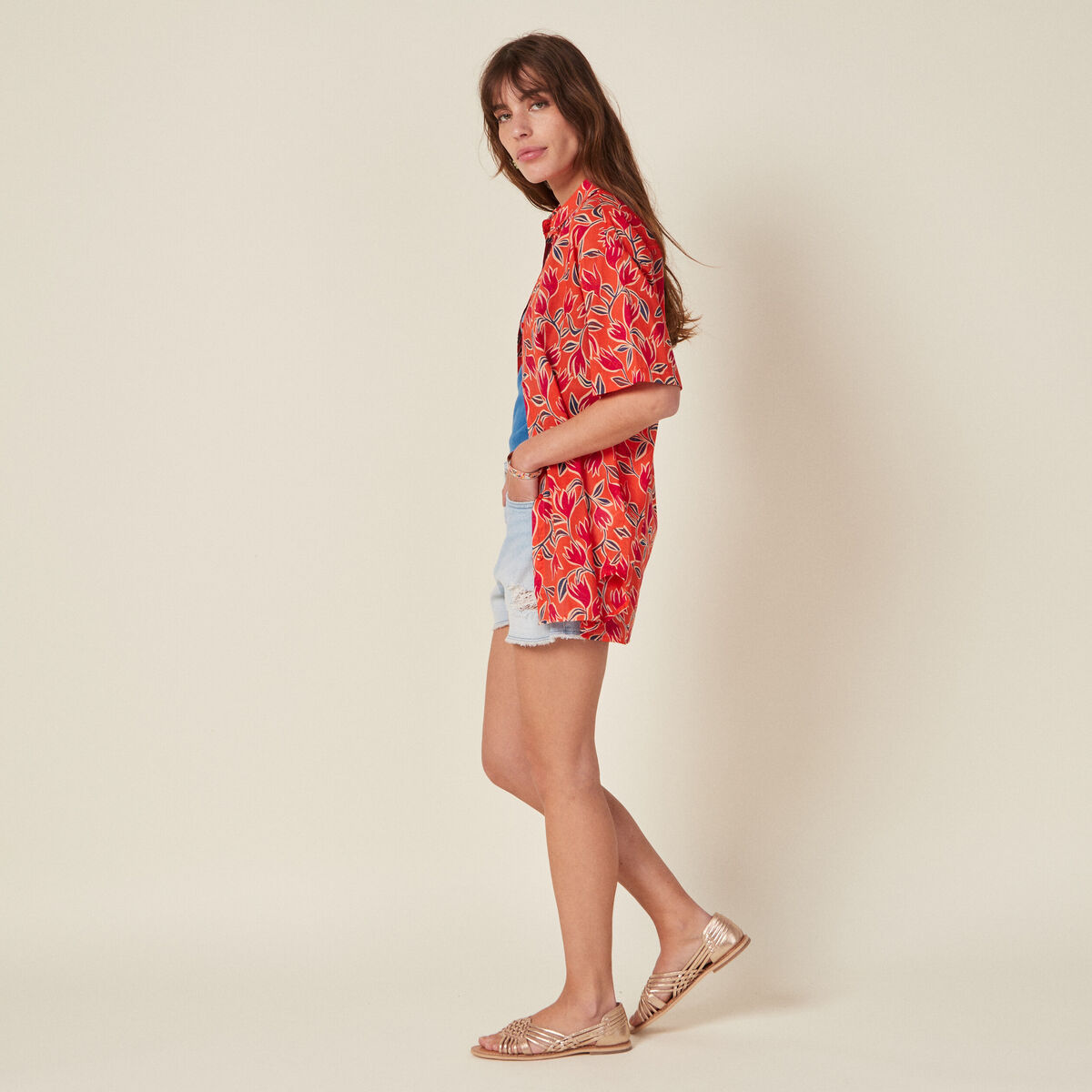 Chemise éco-responsable orange femme