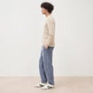 Pull droit col rond manches longues sable homme