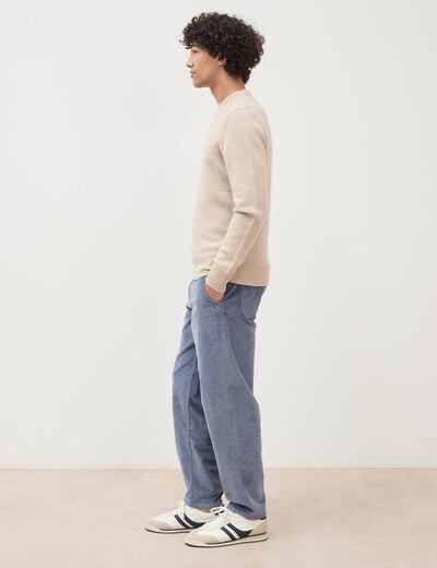 Pull droit col rond manches longues sable homme