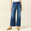Jeans wide leg taille haute denim stone femme