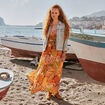 Robe longue droite orange corail femme