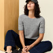 Pull manches courtes gris clair femme