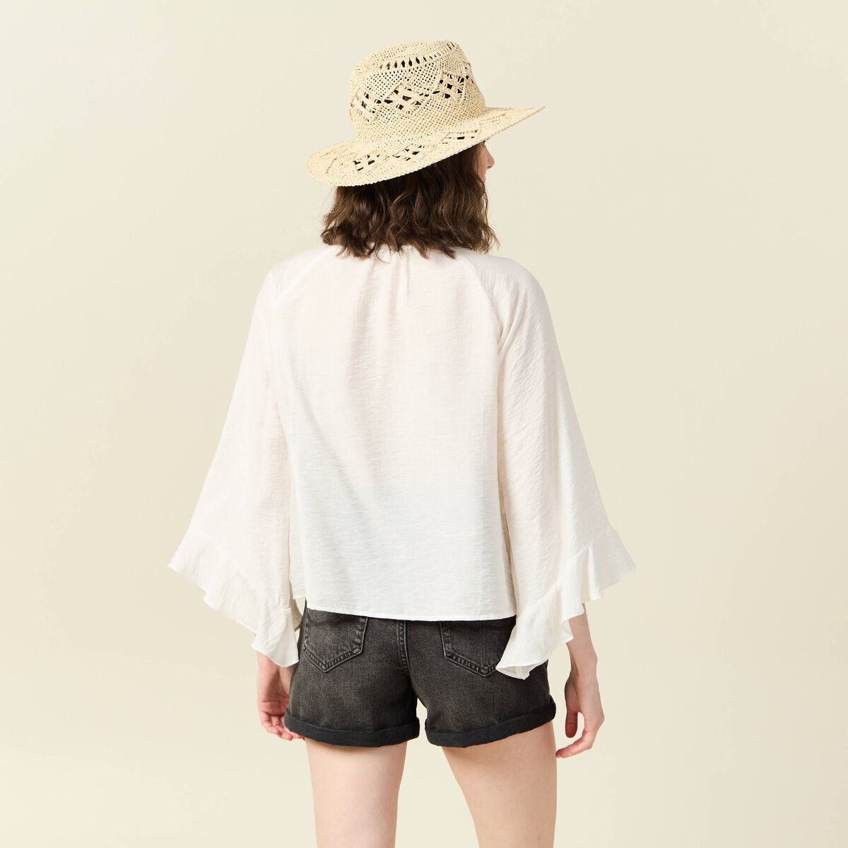 Chemise manches longues ecru femme