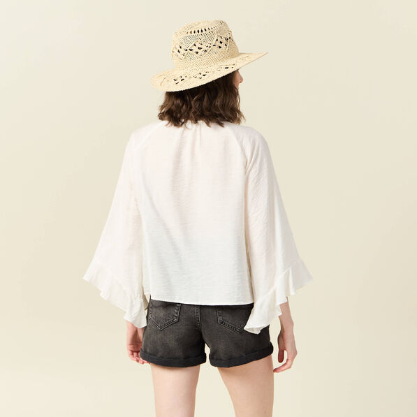 Chemise manches longues ecru femme