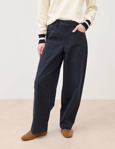 Pantalon coupe regular bleu marine femme