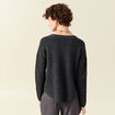 Pull manches longues col en V gris foncé femme