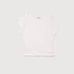 T-shirt ajust&eacute; col rond manches courtes ecru femme